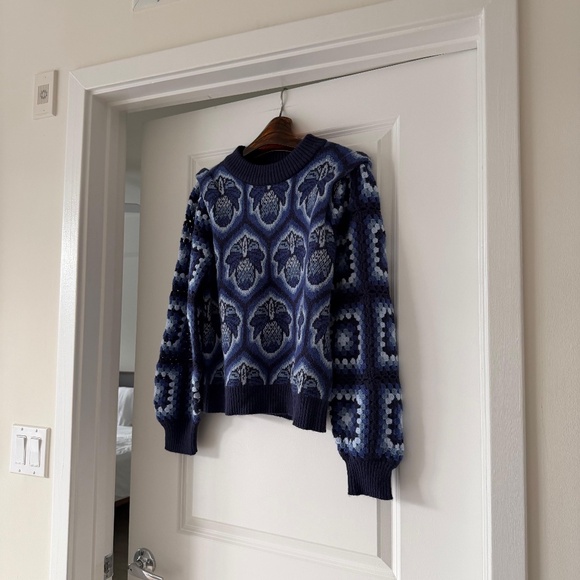 Farm Rio Blue Pinneaple Cobogo Knit Sweater - Picture 8 of 8